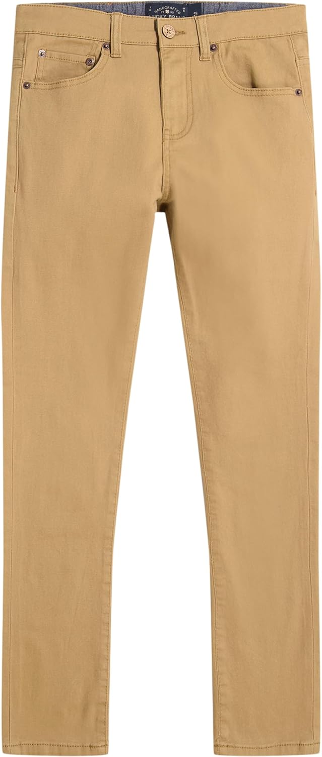 Lucky Brand Boys' Skinny Fit Stretch Twill Pants, 5-Pocket Style, Zipper Fly & Button Closure