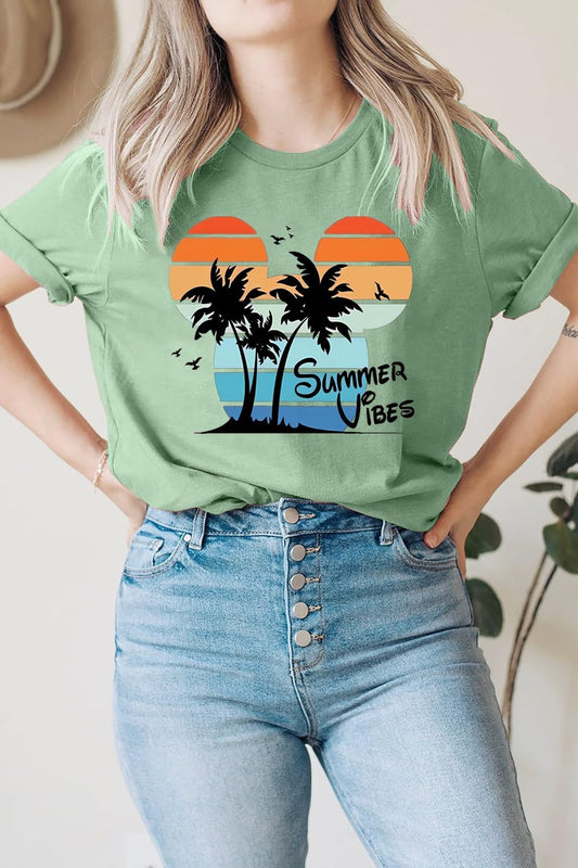 Cute Graphic Tees for Women Sunshine Mixed with A Little Hurricane Funny Saying Letter Print T Shirt