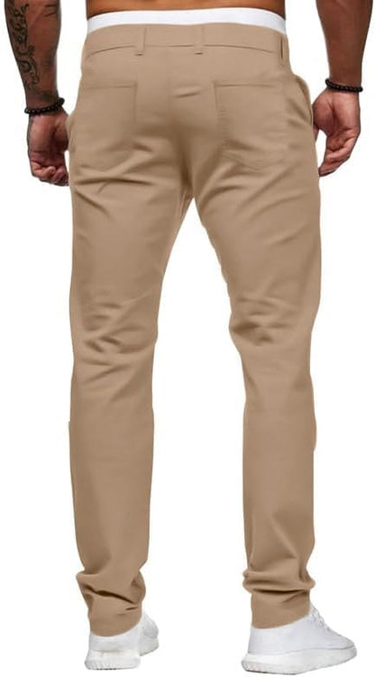 Mens Chinos Slim Fit Stretch Flat-Front Skinny Dress Pants