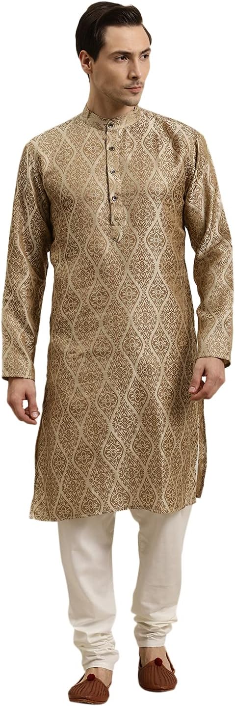 Sojanya (Since 1958 Men'S Jacquard Silk Kurta