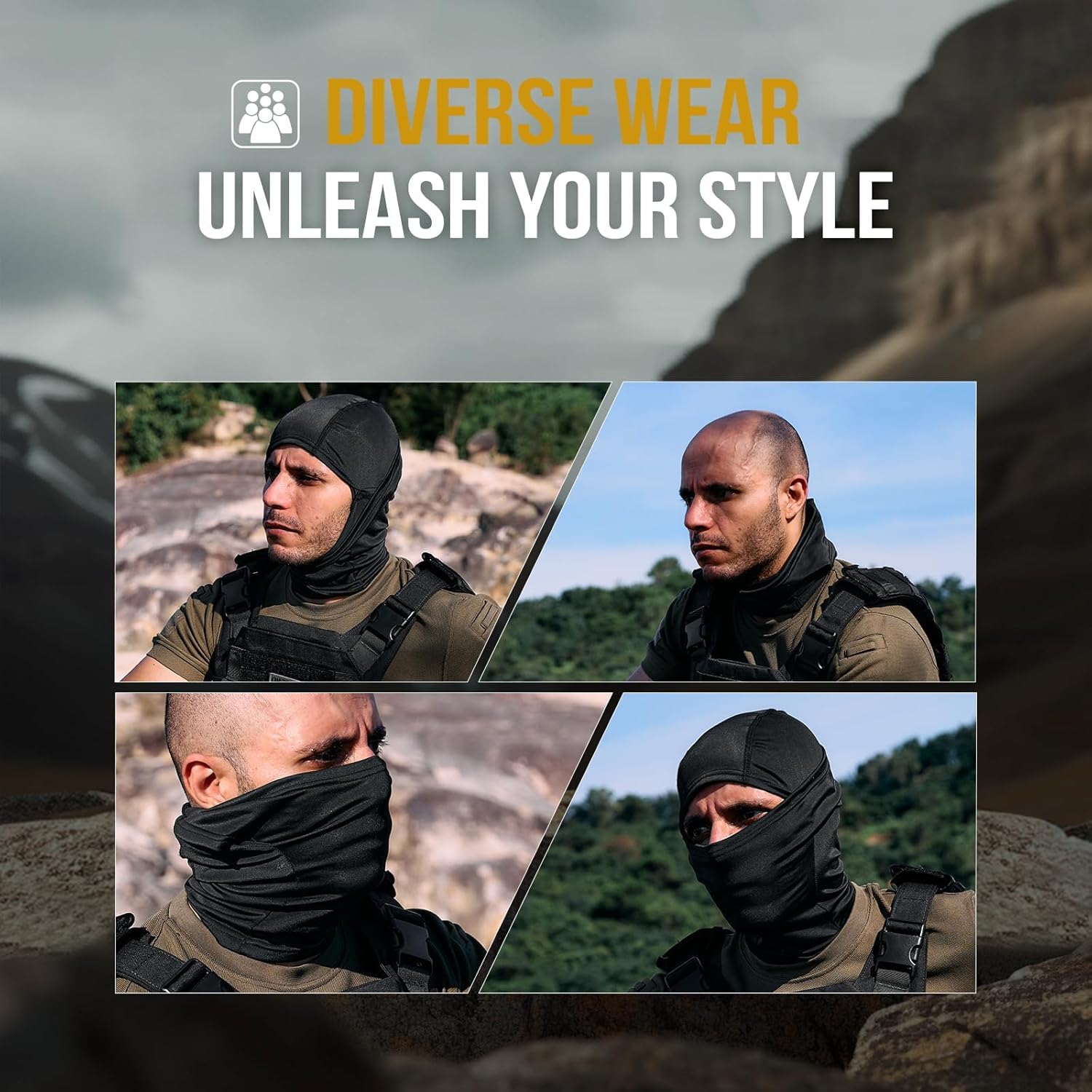 OneTigris Balaclava Face Mask Men, Women's Full Head Wrap Motorcycle Cooling Neck Gaiter Tactical Hood for Hiking Cycling