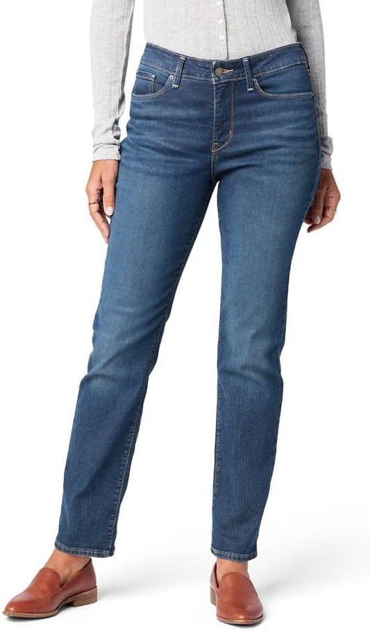 Levi Strauss Signature Gold Women's Curvy Totally Shaping Straight Jeans Mid-Rise Stretch Denim (Available in Plus Size)