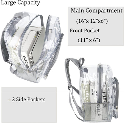 JOMPARO Heavy Duty Transparent Clear Backpack See Through Plastic Backpacks for School,Sports,Work,Security,Stadium,College
