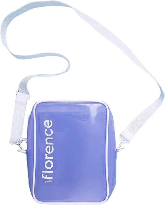 florence by mills Convertible Crossbody Cosmetic Bag, Clear Puple,Removable Adjustable Strap