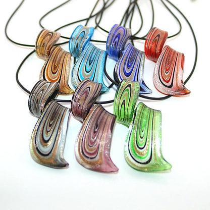 Unique Glass Artist Earrings Glaze Twist Spiral Dangle Earrings Necklace Set Handmade Glass Geometric Earrings for Women Jewelry