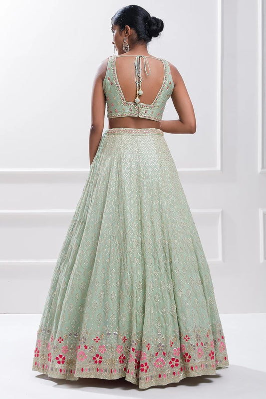 TRENDMALLS Georgette Embroidery Sequence Work Wedding Bridal Lehenga Choli with Dupatta Ready to wear