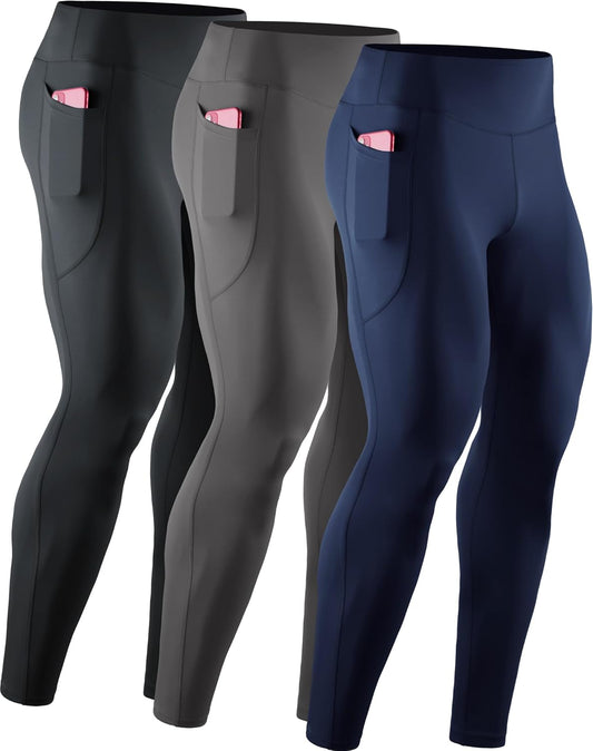 NELEUS Men's Compression Baselayer Running Tights Gym Leggings with Pockets
