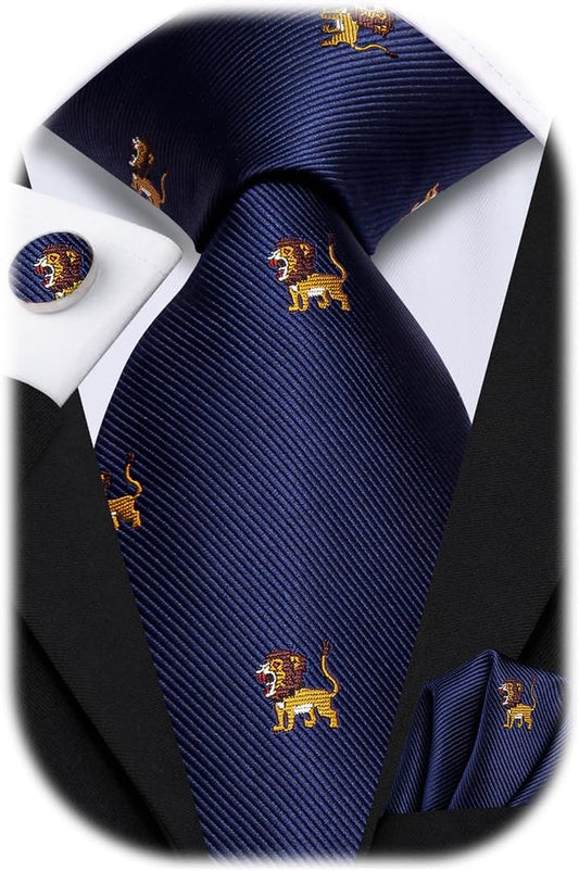 Hi-Tie Men's Tie Sets Silk Paisley Striped Necktie Pocket Square Cuff-links Sets Wedding Business Holiday