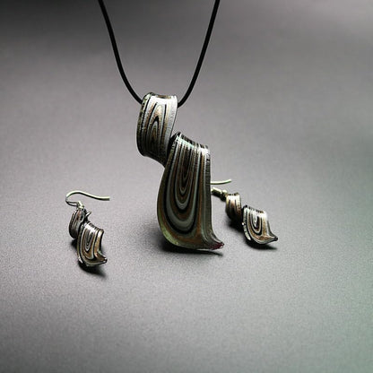 Unique Glass Artist Earrings Glaze Twist Spiral Dangle Earrings Necklace Set Handmade Glass Geometric Earrings for Women Jewelry