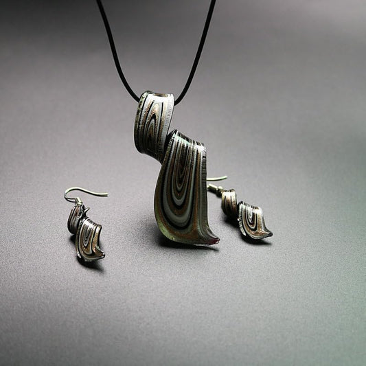 Unique Glass Artist Earrings Glaze Twist Spiral Dangle Earrings Necklace Set Handmade Glass Geometric Earrings for Women Jewelry