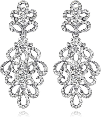 mecresh Wedding Teardrop Dangle Earrings Crystal Rhinestone Beaded Chandelier Earrings for Brides Gold