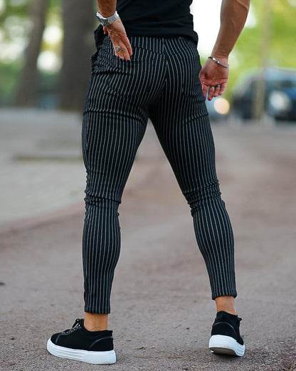 GINGTTO Mens Chino Pants Slim Fit Stretch Pinstripe Pants Men Dress