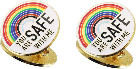 Enamel Pins YOU ARE SAFE WITH ME,Nurse Doctor Medical Students Pins,Rainbow Brooch Lapel Pin Decor for Clothing Backpack Hat Decoration,Funny Badge Jewelry Gift