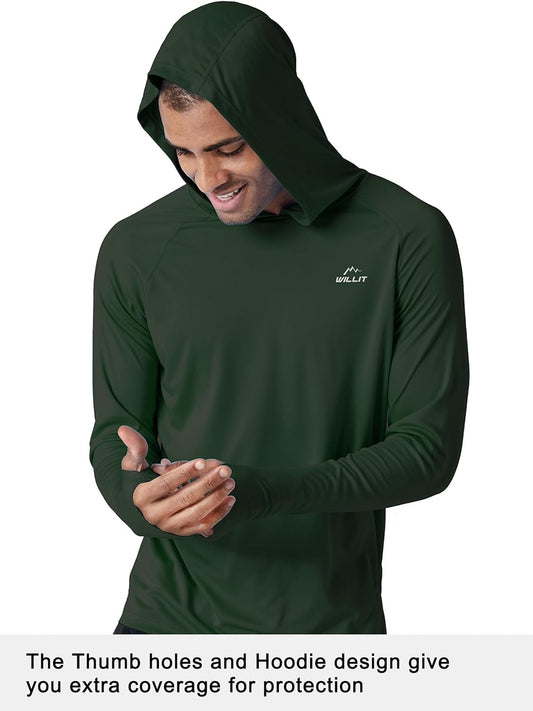 Willit Men's Sun Shirts UPF 50+ Rash Guard Long Sleeve Sun Protection Hoodie SPF UV Fishing Lightweight Athletic Running