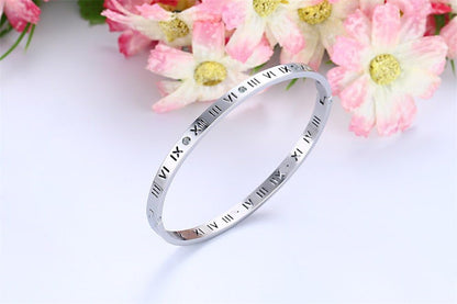 Love Friendship Stainless Steel Roman Numeral Bangle Bracelet Best Gifts Couples Valentine's Day