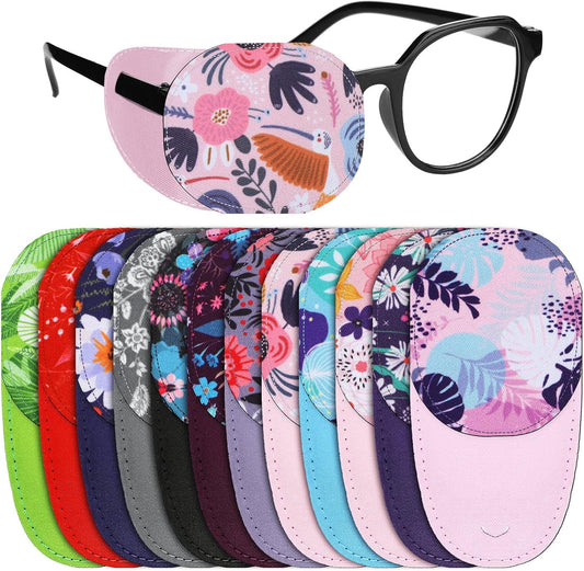 Yahenda 12 Pcs Eye Patches for Adults Eye Patch for Glasses Reusable Eyeglass Patch Cute Eye Cover for Eyeglasses Adults Left Right Eyes, 12 Mixed Styles (Cute Style)