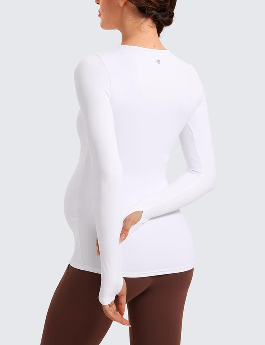 CRZ YOGA Womens Butterluxe Long Sleeve Maternity Tops Crewneck Pregnancy Basic Shirts Soft Athletic Yoga Casual Tee Blouses