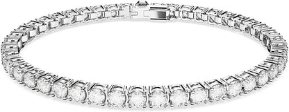 Swarovski Matrix Tennis Bracelet, Round Cut Crystals, Pink, Blue, Black, Clear, Rhodium, Gold-Tone and Rose Gold-Tone Finishes