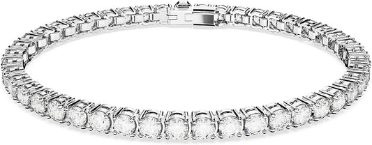 Swarovski Matrix Tennis Bracelet, Round Cut Crystals, Pink, Blue, Black, Clear, Rhodium, Gold-Tone and Rose Gold-Tone Finishes