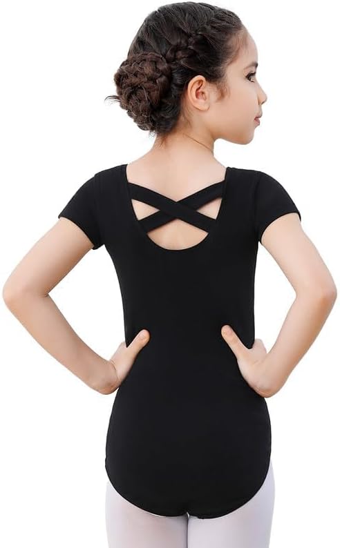 DIPUG Leotards for Girls Leotard Toddler Short Sleeve Crisscross Back