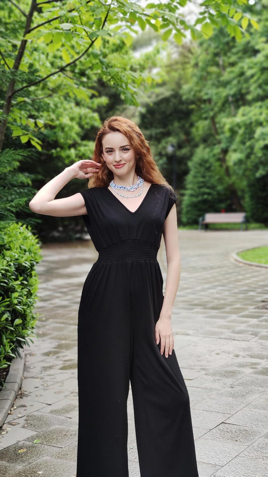 ZAFUL Womens Summer Jumpsuits 2025 Smocked Waist Dressy Casual One Piece Outfits with Pockets