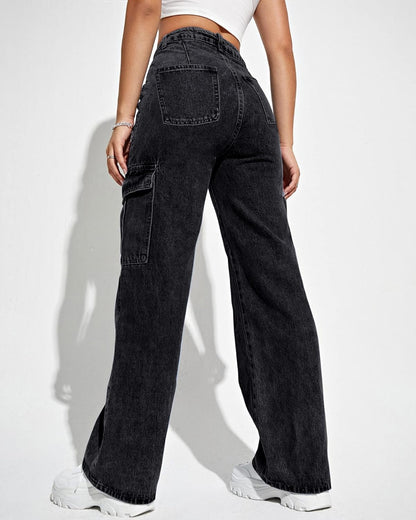 Women's Cargo Pants High Waisted Baggy Cargo Jeans Straight Leg Y2K Streetwear Trousers 6 Pockets for Women Teen Girl.