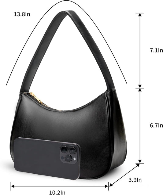 Women's Shoulder Bags, Small Hobo Tote Elegant Clutch Purse with Zipper Closure