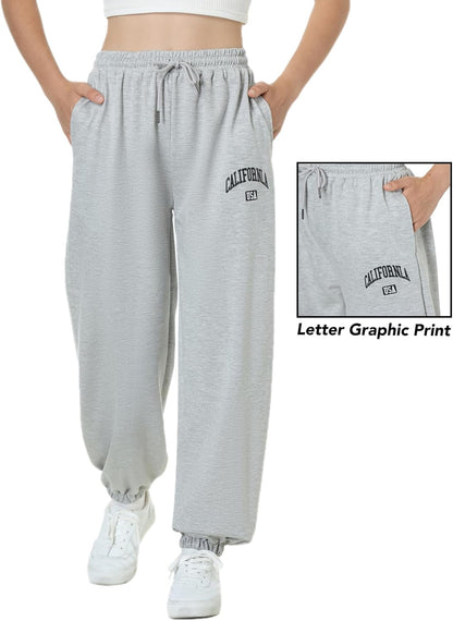 EXARUS 3 Pack Girls Sweatpants Joggers Sweat Pants Cute Baggy Tween Trendy Clothes Teen Preppy with Pockets