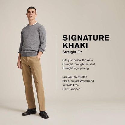 Dockers Men's Straight Fit Signature Lux Cotton Stretch Khaki Pant-Creased