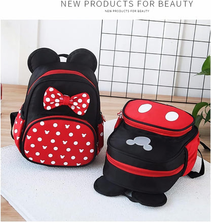 Cute Mini Backpacks, Red Cartoon Bag, Mouse Ears Bowknot Travel Daypack