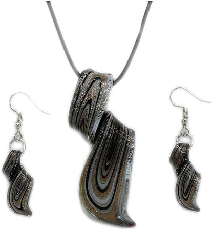 Unique Glass Artist Earrings Glaze Twist Spiral Dangle Earrings Necklace Set Handmade Glass Geometric Earrings for Women Jewelry