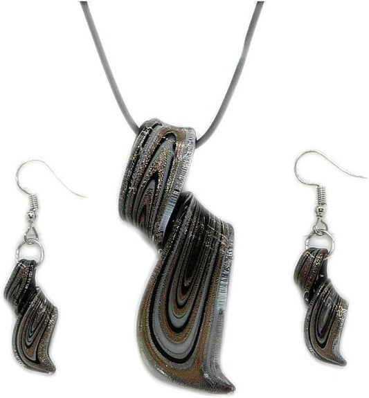 Unique Glass Artist Earrings Glaze Twist Spiral Dangle Earrings Necklace Set Handmade Glass Geometric Earrings for Women Jewelry