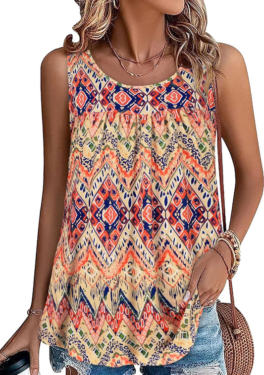 CHICGAL Womens Summer Tank Tops Sleeveless T Shirt Casual Loose Fit Tunic Blouses
