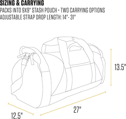 Carhartt Classic Round Duffel with Utility Pouch, Heavy-Duty, Water-Resistant Packable Gear Bag for Jobsite, Gym, and Travel