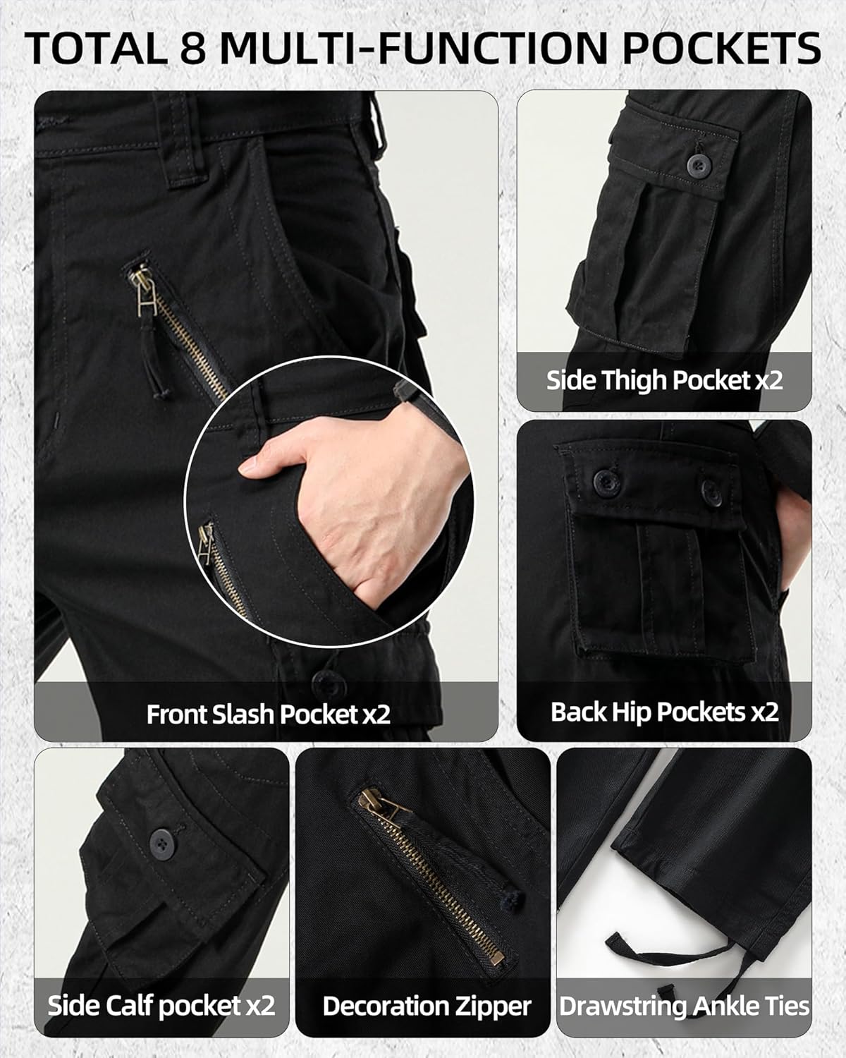 AKARMY Men's Casual Cargo Pants Military Army Camo Pants Combat Work Pants with 8 Pockets