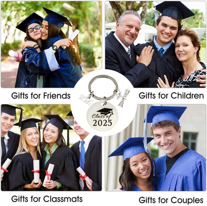 Graduation Keychain Unique Class of 2025 Key Chains Funny Grad Student Gifts from Teacher Stainless Steel Keyring