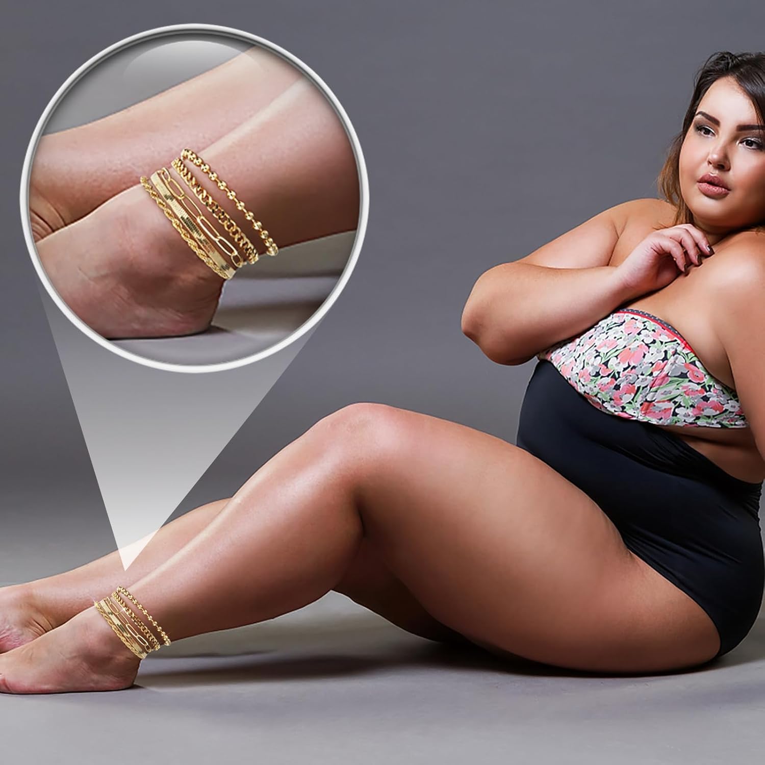 Extra Large Anklets for Women Large Ankle, 14K Real Gold Dainty Anklets for Women Waterproof, 10"+2" Adjustable Large Ankle Bracelets for Women Plus Size, Ankle Bracelets for Women Trendy