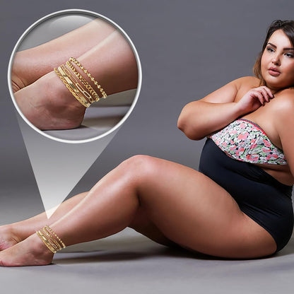 Extra Large Anklets for Women Large Ankle, 14K Real Gold Dainty Anklets for Women Waterproof, 10"+2" Adjustable Large Ankle Bracelets for Women Plus Size, Ankle Bracelets for Women Trendy