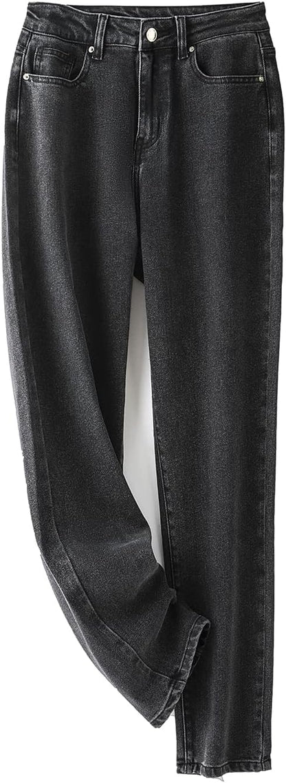 LEIJIJEANS Plus Size Women for Jeans Straight Fitting High Stretchy Jeans Highwaist Light Blue Full Length Mom Pants