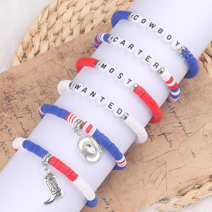 IDesign 6 Pcs Western Bracelet Gifts for Cowboy Cowgirl Christmas Valentine's Day Fans Party Concert Women Men Fans