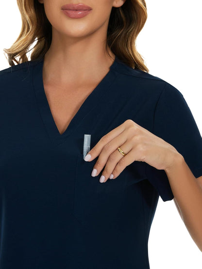 COZYFIT Scrubs for Women Set - Stretch V-Neck Scrub Top & Jogger Pant with 8 Pockets