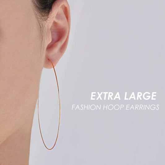 3 Pairs Thin Extra Large Hoop Earrings Set，Fashion Huge Gold Hoops 18k Gold Plated Lightweight Stainless Steel Hoops Big Geometric Round Gold Hoop Earrings Set Minimalist Jewelry for Women