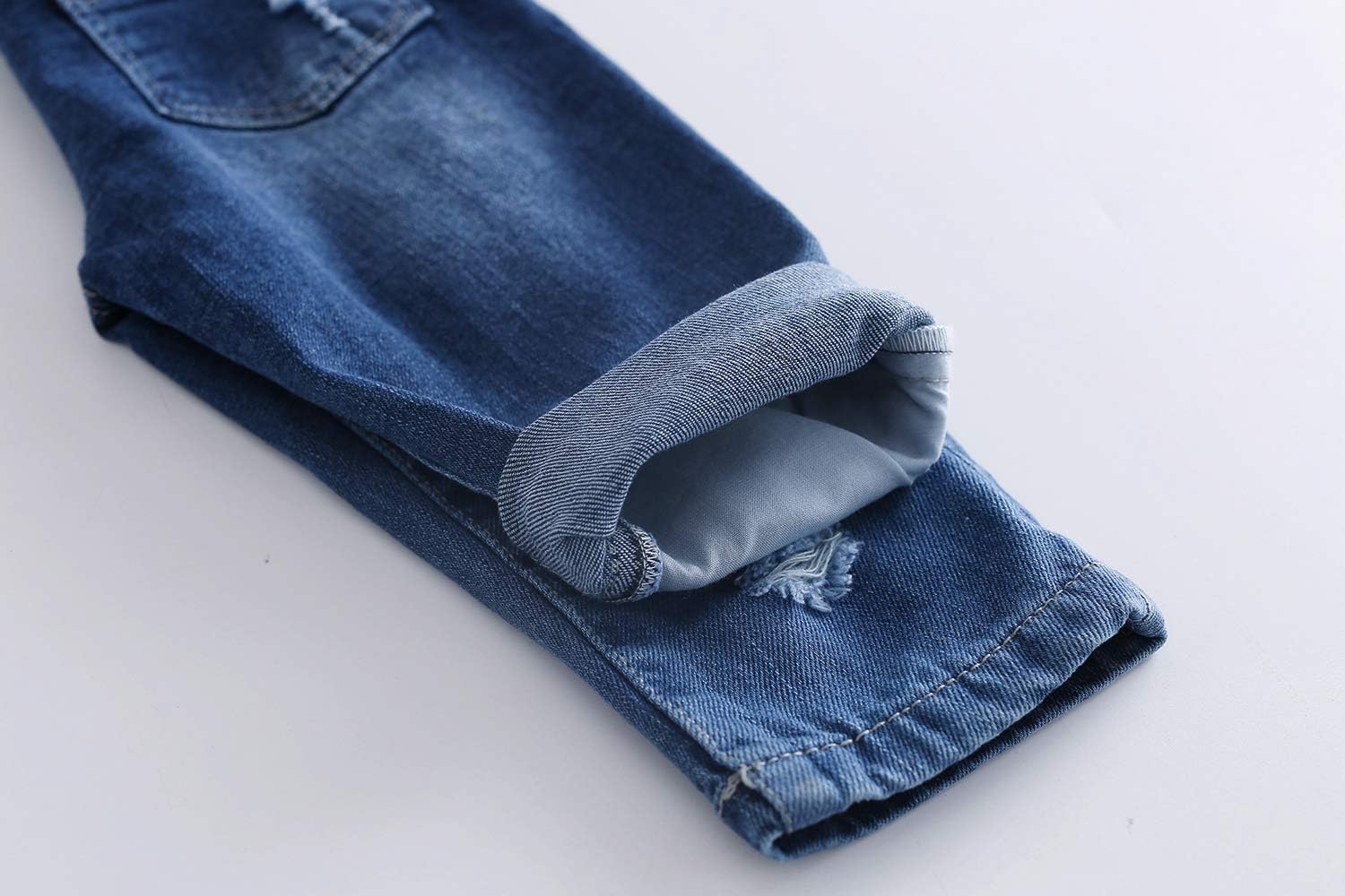 KIDSCOOL SPACE Baby Boy Girl Jean Overalls,Toddler Ripped Denim Cute Workwear