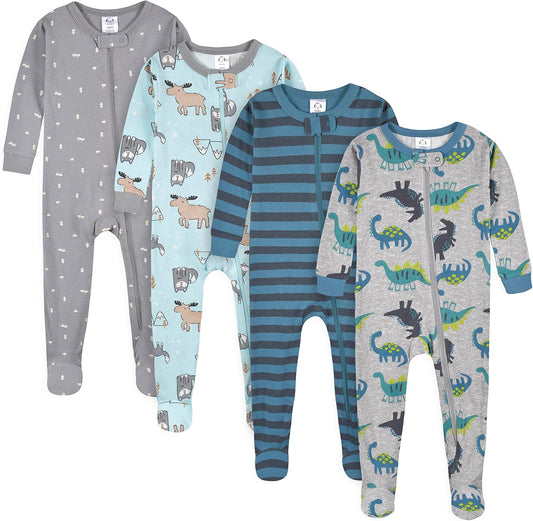 Gerber Boys' 4-Pack Snug Fit Footed Cotton Pajamas