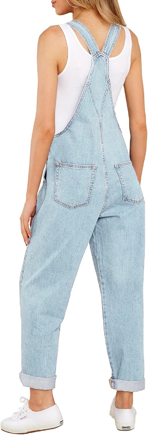 GRAPENT Overalls for Women Loose Fit Jean Denim Bib Jumpsuit Stretch Overall Pants