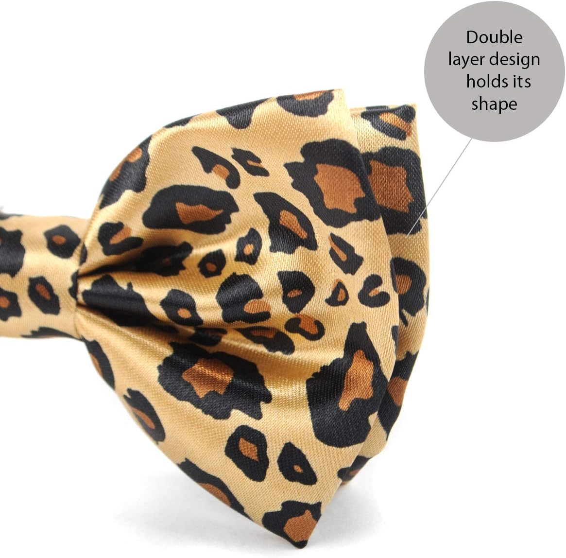 boxed-gifts Men's Cheetah Print Leopard Bowtie Polyester Pre-tied Color Yellow and Black
