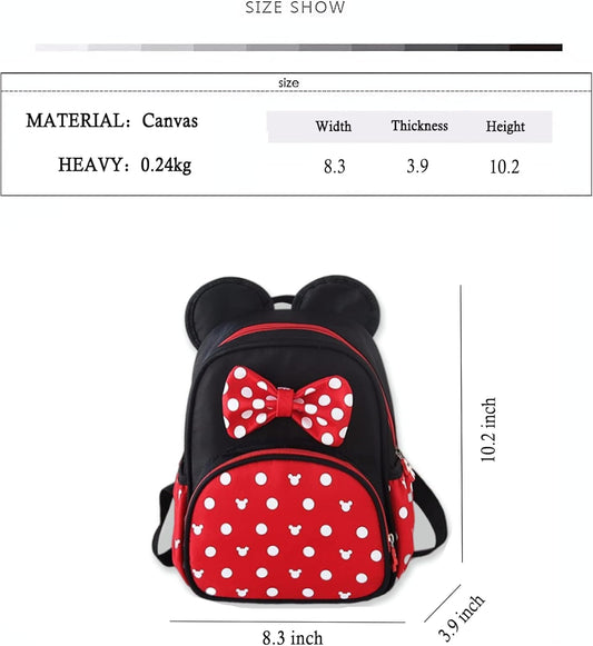 Cute Mini Backpacks, Red Cartoon Bag, Mouse Ears Bowknot Travel Daypack
