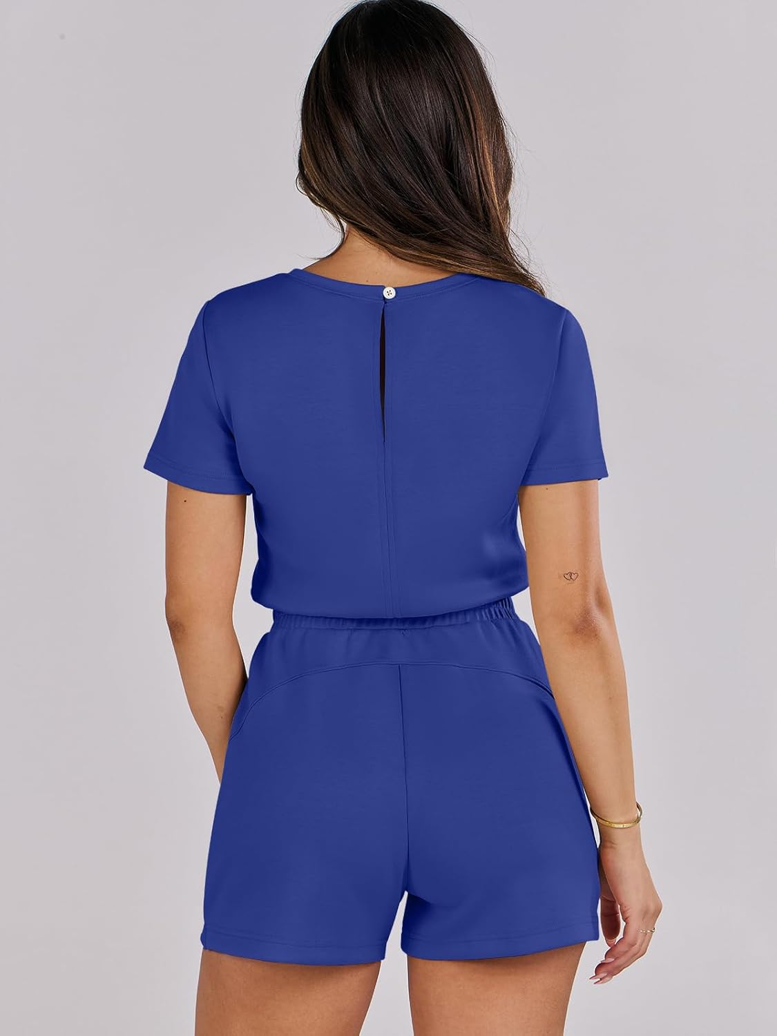 ANRABESS Romper for Women Short Sleeve Summer Tshirt One Piece Jumpsuit Beach Vacation Travel Outfits 2025 Dressy Clothes