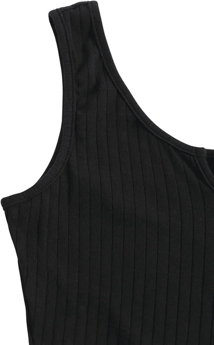 SOLY HUX Women's Summer Sleeveless Belted Tank Romper Short Jumpsuit