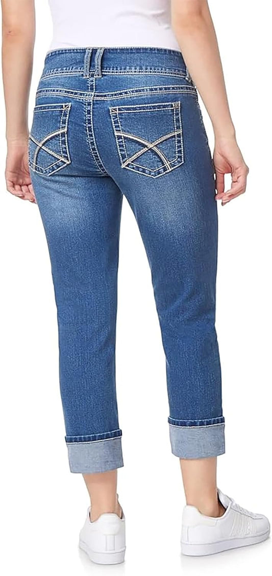 WallFlower Women's Size Luscious Curvy 23.5'' Crop Mid-Rise Insta Stretch Juniors (Standard and Plus)